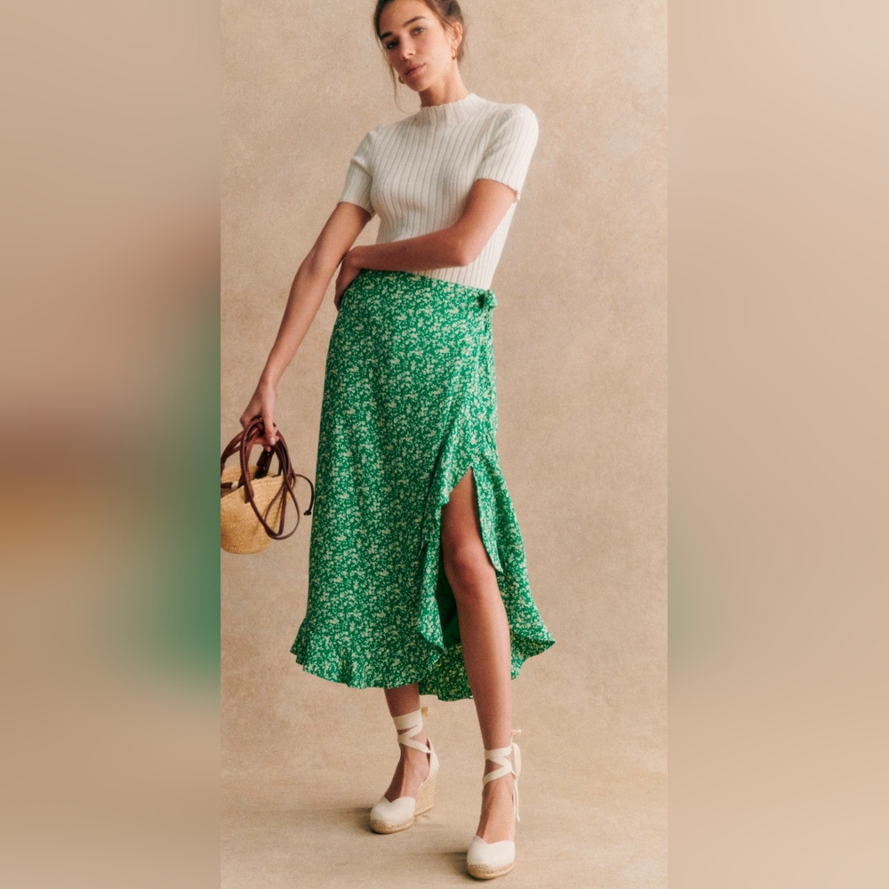 Floral Green Wrap Skirt